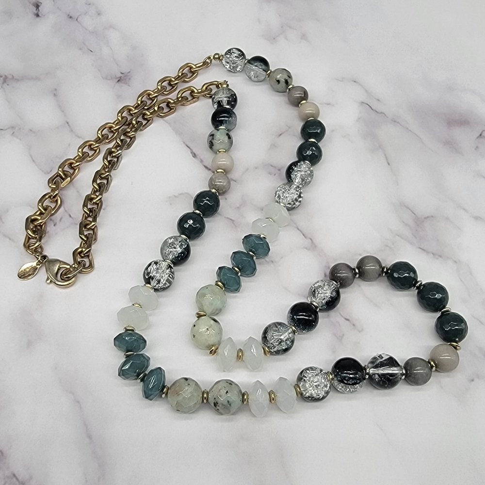 Chico's Stone and Glass Bead Necklace